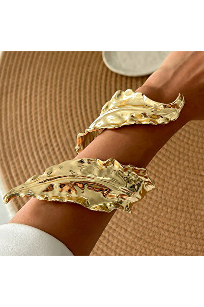 Choice6 E00K1JS02767 Ingemark Luxury Gold Color Metal Leaves Cuff Bangles for...
