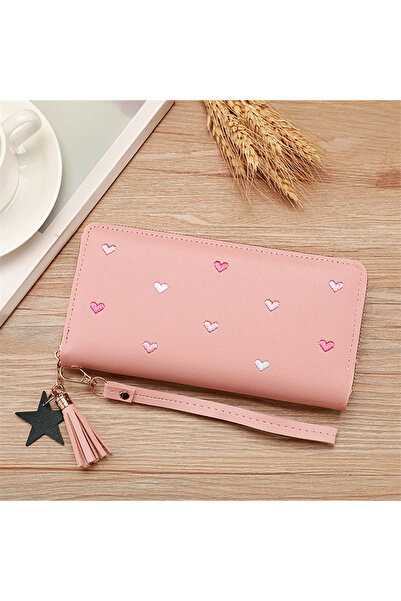 Choice4 Light pink Women Long Wallets Purses Luxury Love Heart Wallets for La...