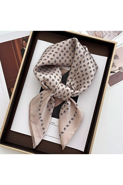 Choice4 وشاح نسائي مربع الشكل 70×70 سم طراز FJ716-14-2 من الساتان الناعم بطبا...