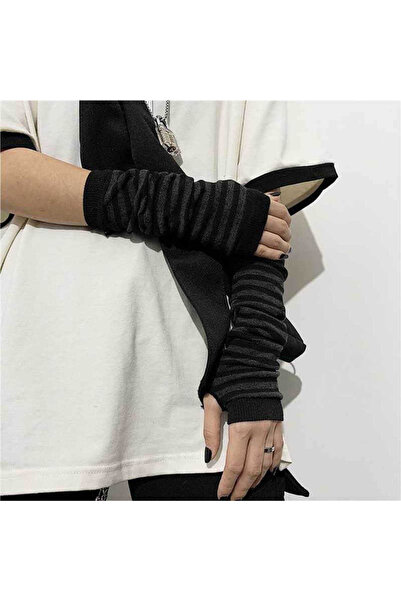 Choice6 Black Gray Outdoor Punk Long Fingerless Gloves Cuff For Women Men Out...