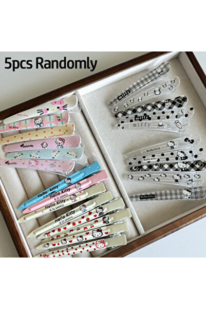Choice 5pcs Randomly 5pcs Sanrio Cute Hair Clip Fashion Versatile Makeup Wome...