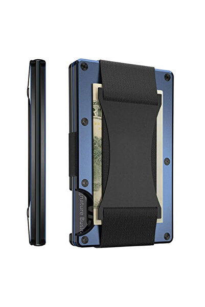 Choice14 Blue Strap Carbon Fiber Minimalist Slim Wallet Carteira for Men Cart...