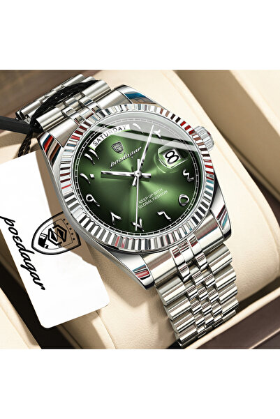 Choice 845 Silver GR Green High Quality Men Clock Waterproof Date Week Fashio...