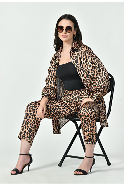 RIZQE Japanese Satin Leopard Print Co-Ord Set – Elegant Modest Wear