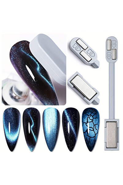 Choice1 Silver 1Pcs 1/2Pcs Cat Eye Magnet Set for Nail Art - French Tip Heart...