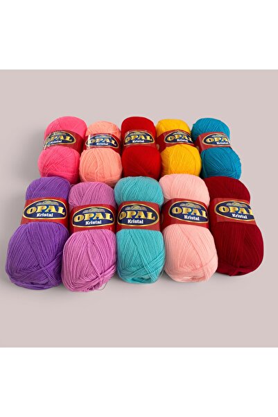 OPAL Crystal Fiber Yarn Set of 10 - Vibrant Mixed Colors - Fiber, Pouch, and ...