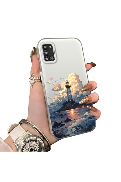 Hontinga Samsung Galaxy A31 Compatible Silicone Edge Hard Back Case Couple Ph...