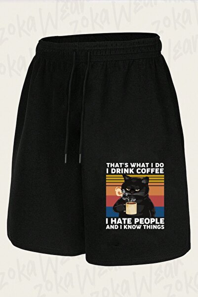 ZOKAWEAR شورت مطبوع بتصميم "That's What I Do I Drink Coffee" للجنسين