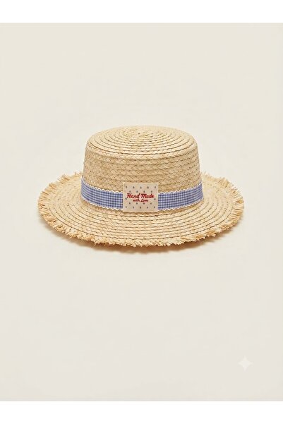 Fonem Emily Children's Hat - Children's Beige 100% Natural Paper Rope Straw H...