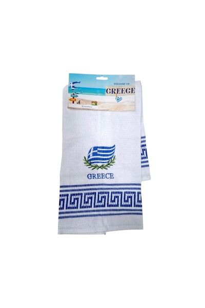 Tradesor Πετσέτα ποτηρόπανο Souvenir με κέντημα - Σετ 12pcs - Greece - 416174
