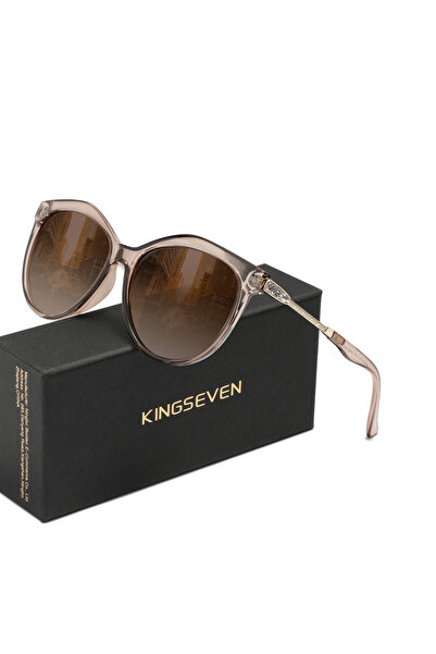 choice2 نظارات شمسية نسائية براون من ماركة KINGSEVEN بتصميم عين القطة، مستقطب...