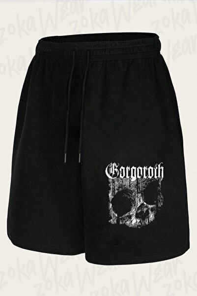 ZOKAWEAR Unisex Gorgoroth, Σχέδιο Κρανίου, Σορτς με στάμπα με θέμα μέταλ μπάντα