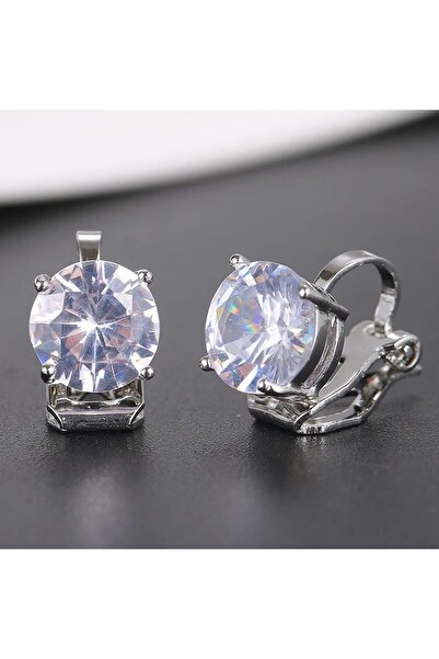 Choice3 A Trendy Round Cubic Zirconia Copper Clip Earrings For Women Gold Col...