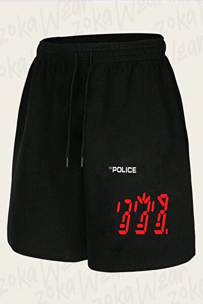 ZOKAWEAR Unisex the Police Design Printed Shorts