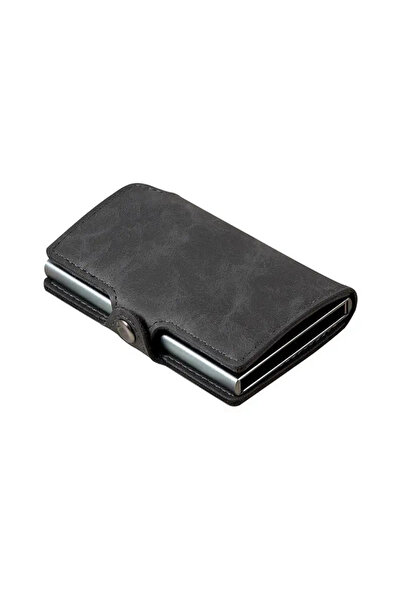 Choice3 Gray Split Leather Mens Slim Card Holder Wallet with Money Clip RFID ...
