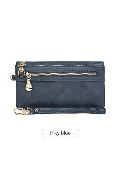 Choice1 R732-InkBlue Retro Fashion Women's Long Wallet Large Capacity Double ...