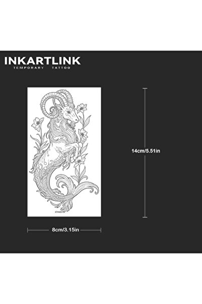 Choice 769-0814L INKARTLINK Mythical Capricorn Flower Tattoo Patch Waterproof...