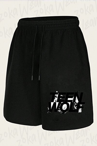 ZOKAWEAR شورت مطبوع بتصميم شعار Dizi Teen Wolf للجنسين