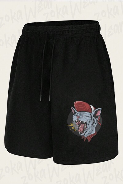 ZOKAWEAR Unisex Screaming Cat Design Printed Shorts