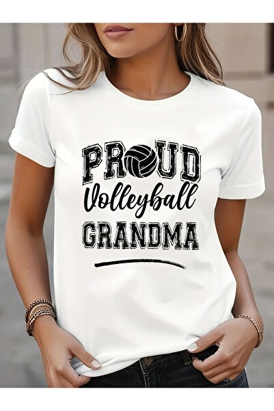 LİNA06 تي شيرت نسائي بطبعة "Proud Grandma" - أسود برقبة دائرية وأكمام قصيرة، ...