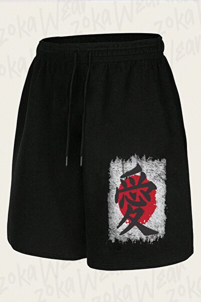 ZOKAWEAR Unisex Japanese Love Kanji Design Printed Shorts