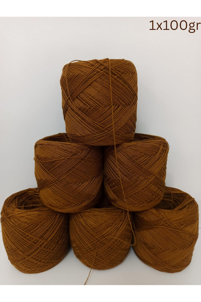 İPEK YÜN İPLİK DÜNYASI Koton Pamuk Örgü İpi Tığlık (Taba/Karamel) 100gr