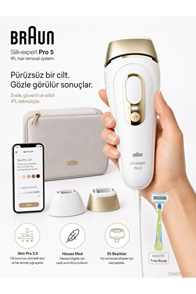 Braun Ev Tipi IPL Lazer Epilasyon Aleti 2 Başlıklı Akıllı Ten Sensörlü Yüz Vü...