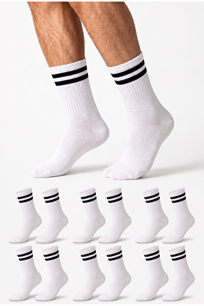 Ducks Socks Men's White 6 Pairs Seamless Sports Socks College Cotton Striped ...