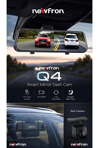 Mehter NF-Q4 2 Kameralı 2K Araç İçi Ayna DVR Kayıt Sistemi 512GB Destekli ULTRA HD Dokunmatik Ekran Geri Görüş Kameralı