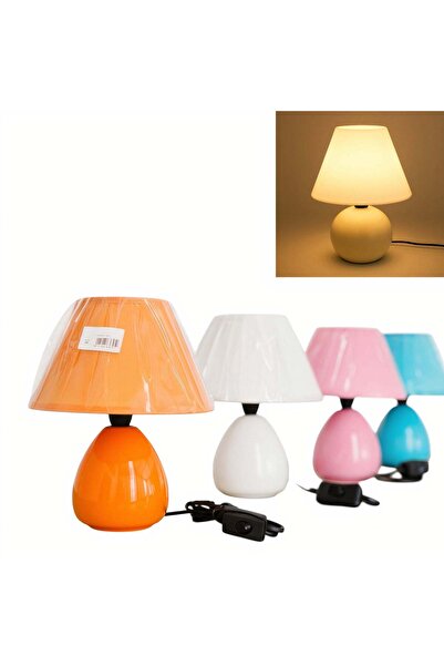 CASA JOY Ceramic Table Lamp 25 x 18 cm with Textile Shade, Drop Model Differe...