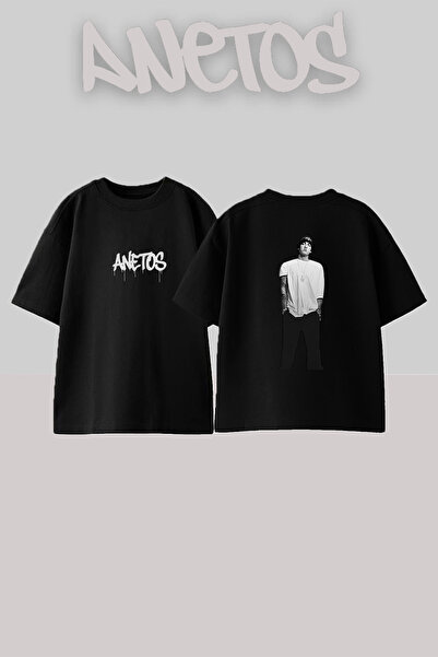 Anetos Eminem_80 Design Printed Oversize Black T-Shirt