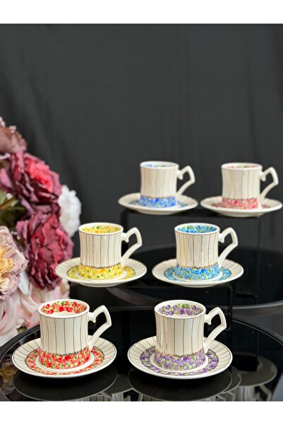 Ulus Home 6-Person Porcelain Acar Samira Coffee Cup Set