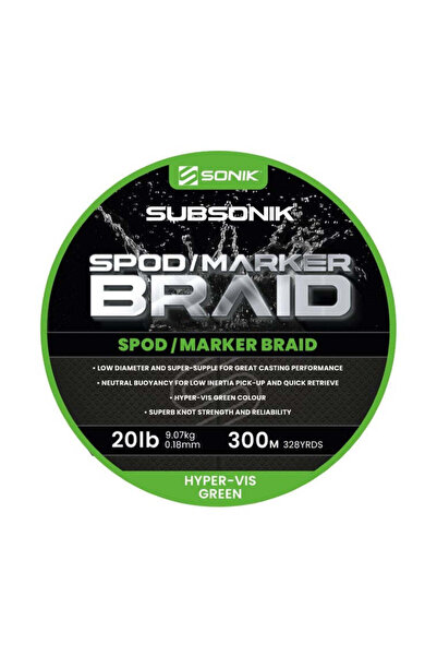 Sonik Sports Fir textil Sonik Spod Marker Braid Verde 0.18mm/9.07kg/300m - Ve...