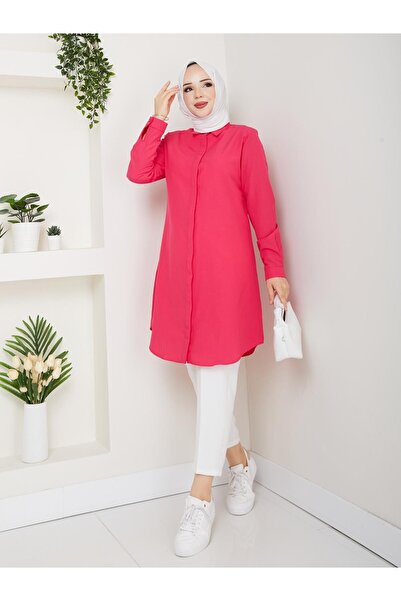 YAZGI MODA YAZGIMODA Uzun Kesim Klasik Gömlek Tunik