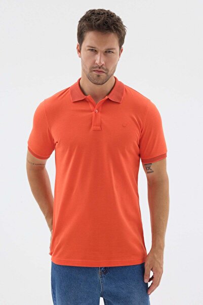 İmza Orange Polo Collar Pique Short Sleeve Slim Fit 100% Cotton T-Shirt 10112...