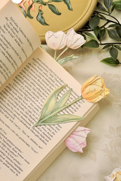 Nova Crafts باقة زهور التوليب الورقية المزخرفة - علامة مرجعية 10 قطع