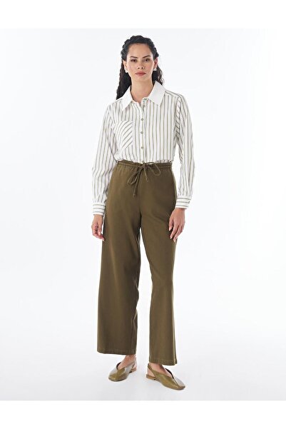 Kayra Lace-Up Lyocell Trousers Dark Khaki