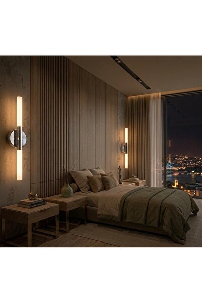 DNC LIGHTING PİLLİ-ELEKTRİKLİ SİLİNDİR YUVARLAK DEKORATİF LED DUVAR YATAK ODA...