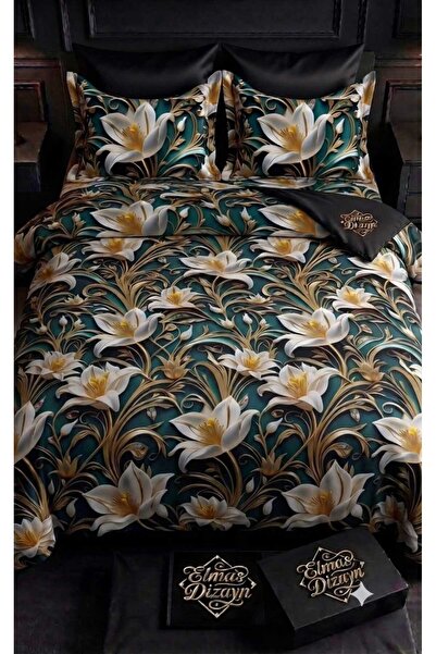 Elmas Dizayn Special Design Brand Double Duvet Cover Set Organic Satin & Cott...