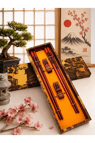 valkyrie Natural Wood Chopstick Set 2 Pairs – 22.9 cm Chopsticks with Dragon ...
