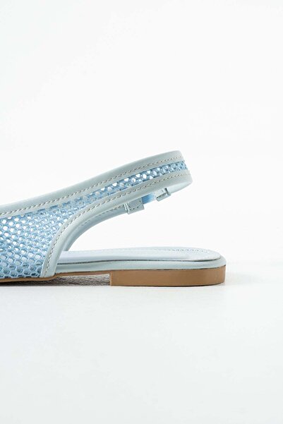 BeBeQ Store Carleone Blue Women's Shoes with Open Back and Mesh Detail