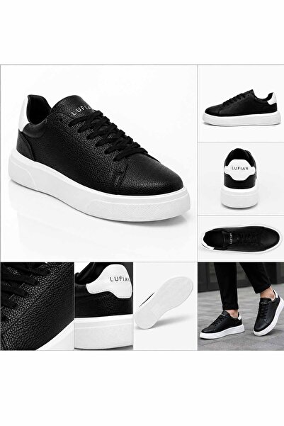 Lufian Tommy Erkek Hakiki Deri Sneaker Siyah Günlük Spor Ayakkabı Kalın Taban Casual Rahat Ayakkabı LFN -T2026
