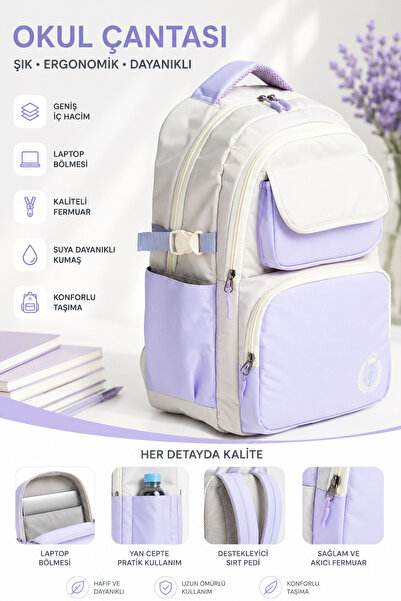 MİECZ BAGS Su Geçirmez Kumaş Ön Kapak Ve Gizli Göze Sahip Geniş İlkokul&Ortao...