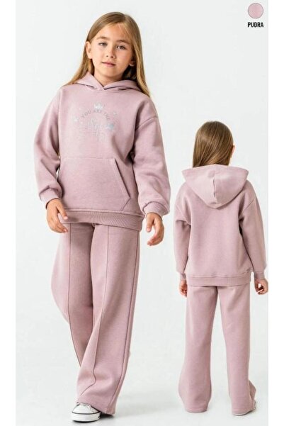 aykidsclup Girl's 3 Yarn Hooded Bottom Base Set Tracksuit Set 4204P-