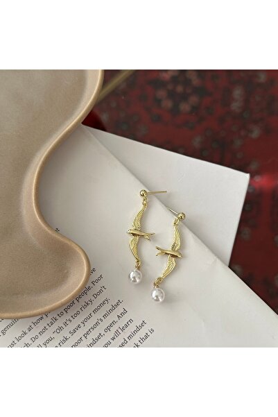 Alice İsstanbul Gold Pearl Swallow Earrings