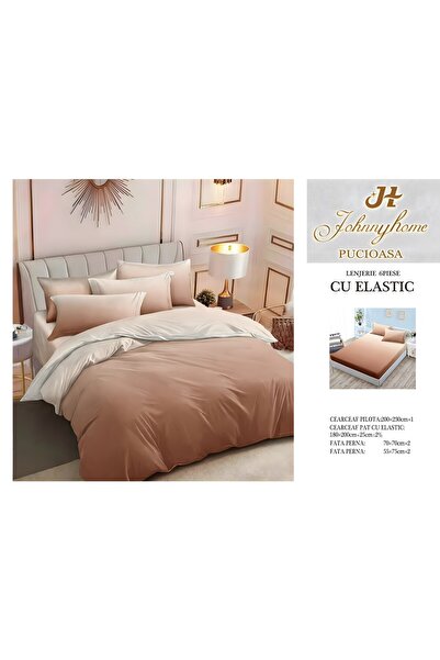 naniland.ro Lenjerie de Pat Bumbac Satinat 2 Persoane 6 Piese cu Elastic 180x...