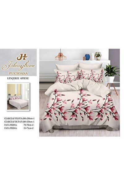 naniland.ro Lenjerie de Pat Bumbac Satinat 2 Persoane 6 Piese fără Elastic 20...