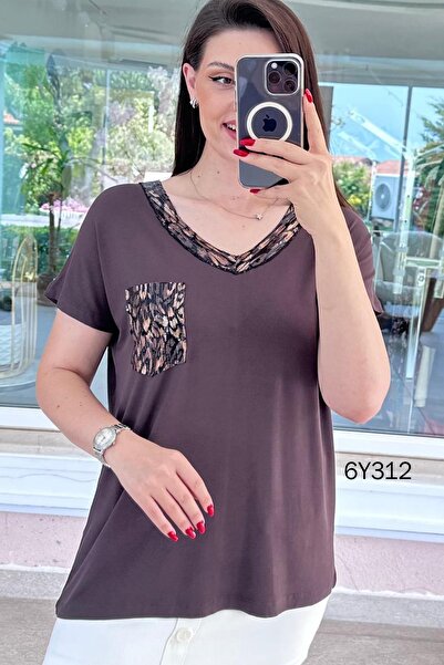 İnce Topuk Sequin Detailed Viscose Combed Cotton Blouse 6Y312