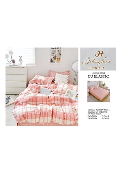 naniland.ro Lenjerie de Pat Bumbac Satinat 2 Persoane 6 Piese cu Elastic 180x...
