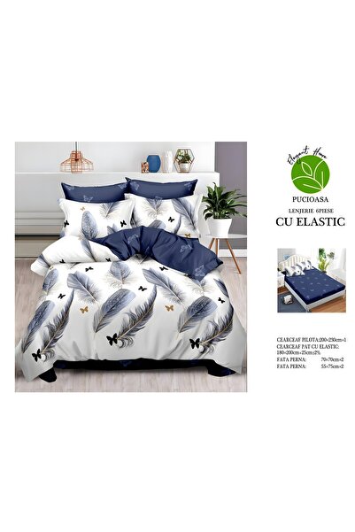 naniland.ro Lenjerie de Pat Bumbac Satinat 2 Persoane 6 Piese cu Elastic 180x...